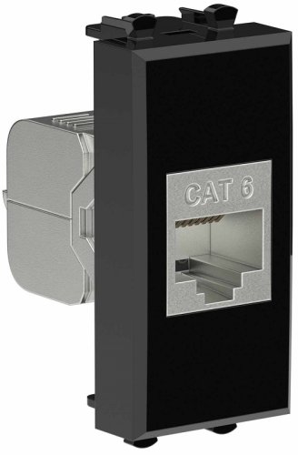 Розетка компьютерная экранированная модульная DKC Avanti 1-м. 1 мод. RJ45 6е черный квадрат картинка